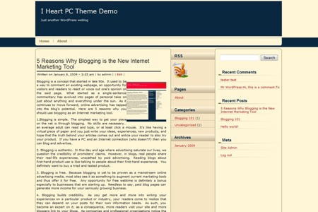 FireShot Pro capture #4 - 'I Heart PC Theme Demo » Blog Archive » 5 Reasons Why Blogging is the New Internet Marketing Tool' - demo_iheartpc_com_2009_01_08_5-reasons-why-blogging-is-the-new-internet-